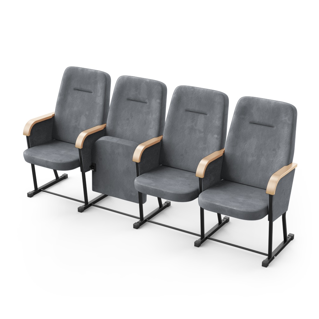 Крісло секційне ПРЕМ'ЄРА АКОРД-УНІВЕРСАЛ з фанерним підлокітником та фальшпанелями, 4 секції